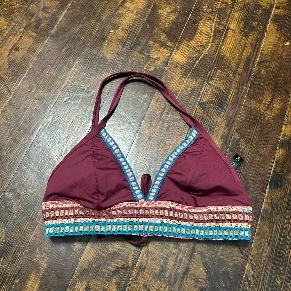 La Blanca maroon triangle 70’s XS/S beachy bikini top